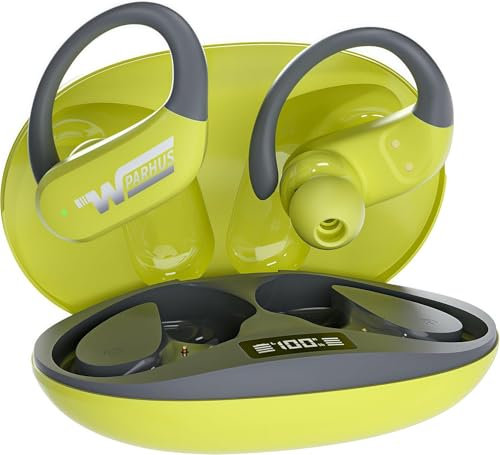 Wireless Earbuds, Bluetooth 5.4 Sport Earphones 2025 in Ear Buds with Deep Bass Stereo, 54H Wireless Headphones with Earhooks, LED Display Earbuds IPX7 Waterproof for Running Gym Workout, Green