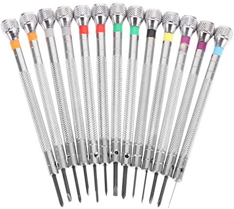 Sewroro 13pcs Precision Jewelers Screwdriver Set for Watch Repair High Carbon Steel Tiny Screwdrivers with Ergonomic Handles Multipurpose Tools for Watches Phones Laptops and Small Gadgets
