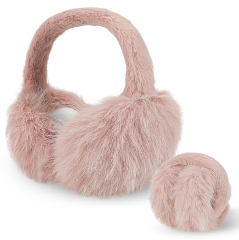 BTHRORO Cache-oreilles pliables en fausse fourrure douce pour femmes, adolescentes, filles, accessoires d'hiver pour ski, randonnée, course à pied, activités de plein air par temps froid