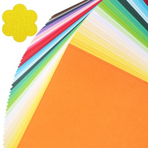 30 Farben Strukturierter Buntkarton 60 Blatt A4 85lb 230g/m² | Uncle Paul Leinenstruktur Kartonpapier für DIY Bastelprojekte, Scrapbooking, Kreative Deko & Schreibwaren UAP16MX2