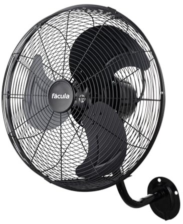 facula Ventilador de Pared Negro Aura 200 Vatios | 3 Aspas Aluminio, Oscilación, 3 Velocidades, Motor de Aluminio