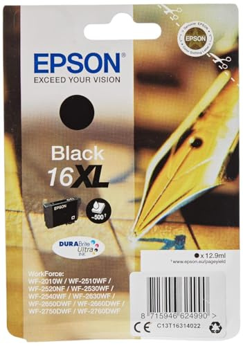 Epson 16XL Ink Cartridge blk high Capacity 12.9ml 500 Pages, C13T16314022