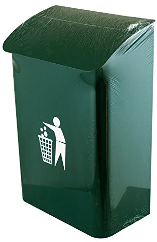 Arregui Papelera mural, con tapadera de 18 litros de capacidad - Material: Acero - Diseño Práctico, para Oficina, parking (Verde Botella)