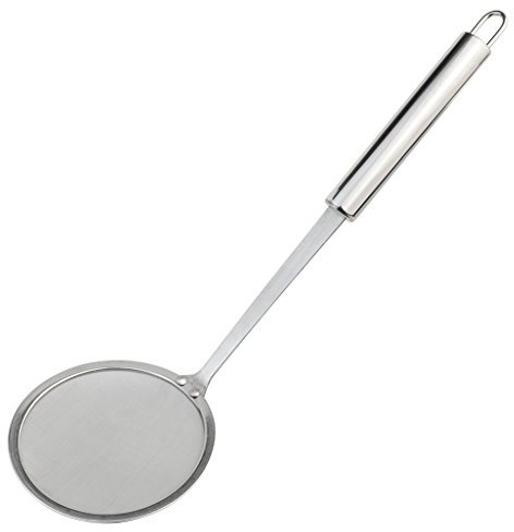 cnomg Stainless Steel Skimmer Strainer,Stainless Steel Fat Skimmer Spoon Fine Mesh Food Strainer for Grease, Gravy and Foam with Long Handle