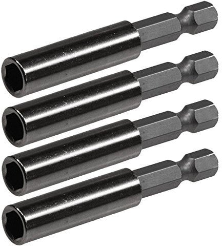 Universal Bithalter 60mm mit Magnet I Bitaufnahme Adapter für 1/4 Bits/Sechskant Stark Magnetisch 4 Stück