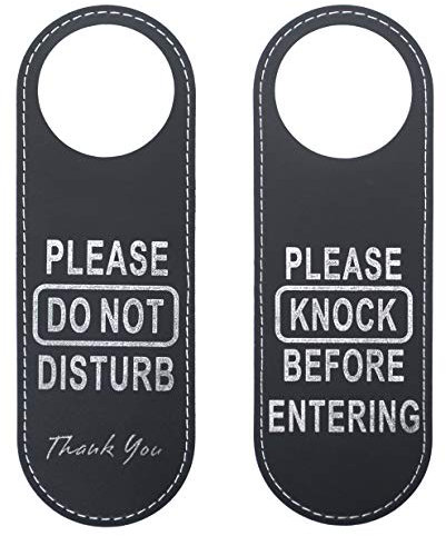 Aspire PU Leather Double Sided Please Do Not Disturb Please Knock Before Entering Door Hanger Sign for Hotel Business