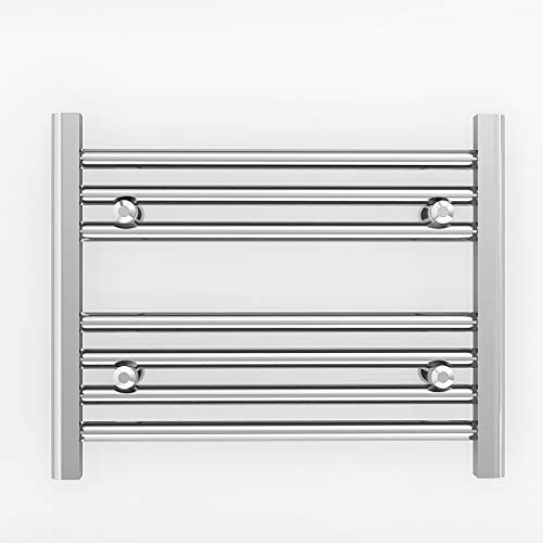 Myhomeware 450mm Wide Chrome Flat Electric Pre-Filled Heated Towel Rail Radiator For Bathroom Designer UK (Elissa 450 / 400mm Electric Flat)