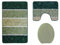 Orion Badgarnitur 3 TLG. Set 50x80 cm Mehrfarbig gestreift, WC Vorleger mit Ausschnitt für Stand-WC (grün dunkelgrün)