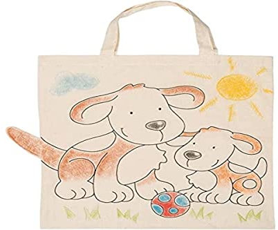 Goki 5x große Tragetasche Hund zum ausmalen