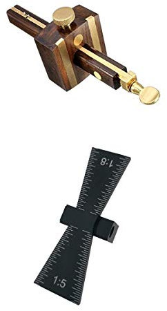 Wood Marking Gauge Wood Scribe Mortise Gauge with Brass Screw and 1pc Dovetail Marker(1:5,1:8) Measuring Tool