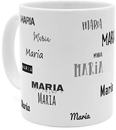 printplanet Tasse mit Namen Maria - Motiv Schriftarten Sammlung - Namenstasse, Kaffeebecher, Mug, Becher, Kaffeetasse - Farbe Weiß