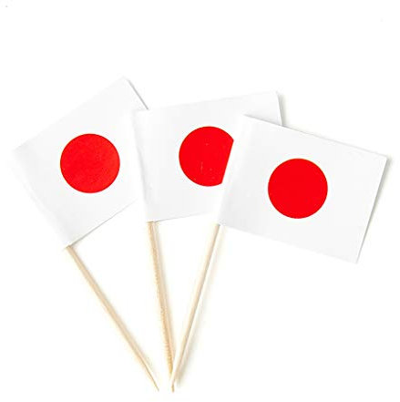 Palillo de dientes pequeño con bandera japonesa de Japón (100 unidades)