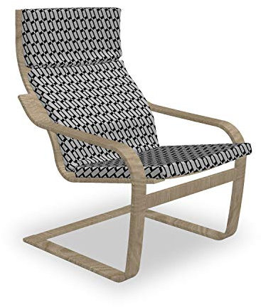 ABAKUHAUS Schwarz und Grau Poäng Sessel Polster, Monotone Shapes, Sitzkissen mit Stuhlkissen mit Hakenschlaufe und Reißverschluss, Schwarz und Grau