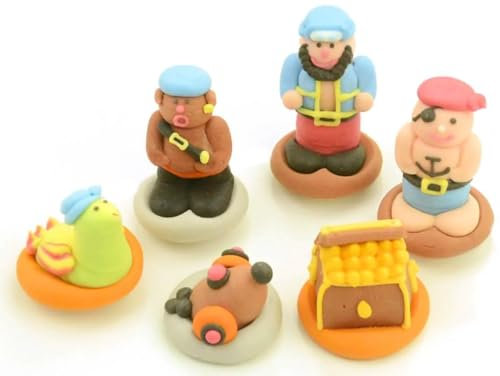 Torten Deko Shop Piratenfiguren für Torten, 6 Stück, Schwarz, Geburtstag, Junggesellenabschied