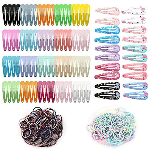 VEGCOO 300pcs Clips Pelo Niña Horquillas Pelo y Gomas Pelo Pequeña, Pinzas de Pelo Hebillas Pelo Lazos para el Cabello Accesorios Pelo Niña Bebé