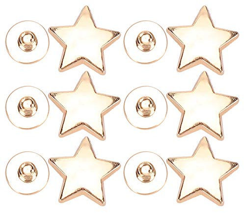50 Sätze Sternnieten Nieten Sternförmige Nieten mit Spikes Handgepresste Nieten zum Basteln von Leder, Dekorieren von Kleidung, Jacken, Gürteln, Schuhen und Taschen(Gold)