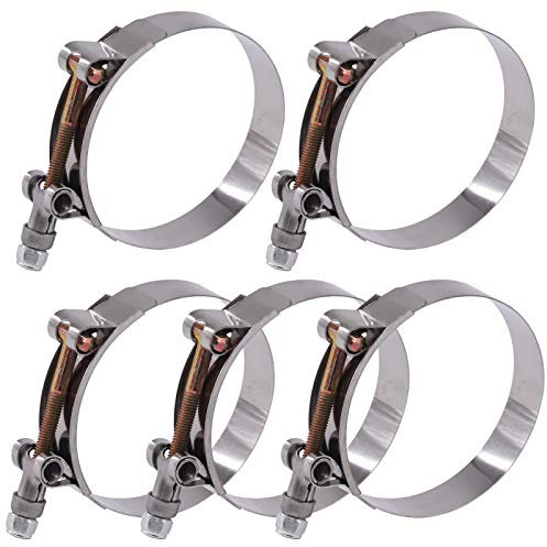 Glarks - Morsetti per tubo flessibile in acciaio INOX, 76-84 mm, con attacco turbo