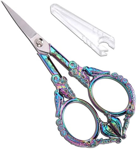 YOUGUOM Nähschere - Kleine Vintage scharfe Detailschere für Handwerk, Kunstwerk, Handarbeit, DIY-Werkzeug, Fadenschere, 11,7 cm Regenbogen-Vogel-Stil