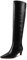 Elegante punta quadrata in pelle opaca slip on autunno inverno ampio polpaccio comfort slouch basso tacco gattino vestito sopra il ginocchio stivali alti, Nero , 39 EU