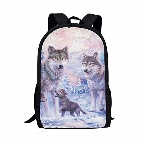 POLERO Kinderrucksack Schultasche Kindergarten Vorschultasche Kleinkind Reisetasche Totenkopf Print Design, Wölfe Familie