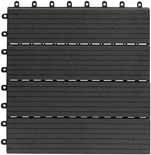 WPC 10er Fliesen-Set für die Terasse (ca. 0,9m²) 30x30cm, Dark Grey