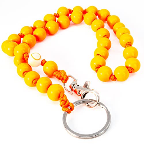 drop letsy DROPLETSY Holzperlen Handykette (kurz) - Schlüsselkette mit Karabiner und Schlüsselring für Schlüssel, Geldbeutel, Hose… (25cm, Orange)