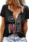 T-Shirt mit amerikanischer Flagge, patriotisches T-Shirt für Damen, 4. Juli, kurzärmelig, lockere T-Shirts, Tops, USA-Flagge, Grafik, Freizeithemden, Schwarz, Groß
