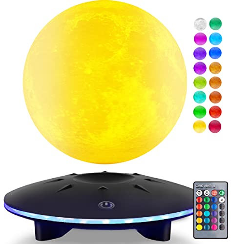 Schwebende Mondlampe - Magnetische schwebende und drehende 16 Farben LED-Mond-Licht, Fernbedienung Levitation rotierenden 3D-Mond Nachtlicht für Home Office Tisch Schreibtisch Dekor Urlaub Geschenke