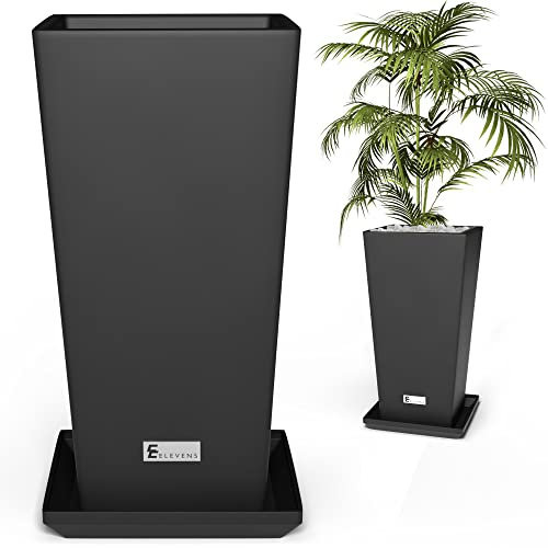 Elevens Größere Blumentöpfe für den Innenbereich, konischer Garten, V-Form, hohe Pflanzgefäße, 76,2 cm, Schwarz, 2 Packungen