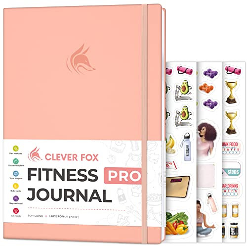Clever Fox Fitness Journal PRO – Workout Planner with Meal Planner & Habit Tracker – Exercise Log Book – Fitness Planner, 6 Months (Light Pink)