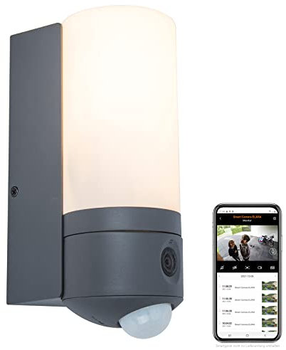 LUTEC LED-Kameraleuchte POLLUX, Außenleuchte in Anthrazit mit Bewegungsmelder & Kamera, Überwachungskamera Full-HD und Gegensprechanlage,inkl. 16 GB SD-Karte, kompatibel m. Google Voice & Alexa,