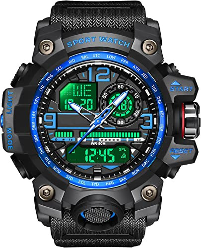 findtime Militär Große Armbanduhr Herren Uhren Analog Digitaluhr 5 ATM wasserdichte Outdoor Taktische Sportuhr mit Wecker Datum 12/24H LED Stoppuhr für Männer Jungen Silikonband