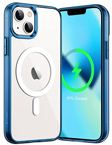 JETech Magnetic Case for iPhone 13 mini 5.4-Inch Compatible with MagSafe Wireless Charging, Shockproof Phone Bumper Cover, Anti-Scratch Clear Back (Navy)