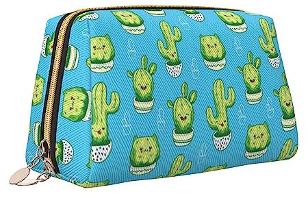 Make-up-Tasche aus Kaktus-Leder, große Kapazität, Reise-Kosmetiktaschen, Öffnung, Make-up-Tasche, tragbar, wasserdicht, Kulturbeutel für Frauen und Mädchen, Kosmetik-Organizer, weiß, Einheitsgröße