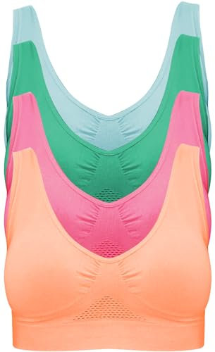 Pretty Seamless BH ohne Bügel Nahtloser Sport BH im 4er Pack für Sport Freizeit und Beruf