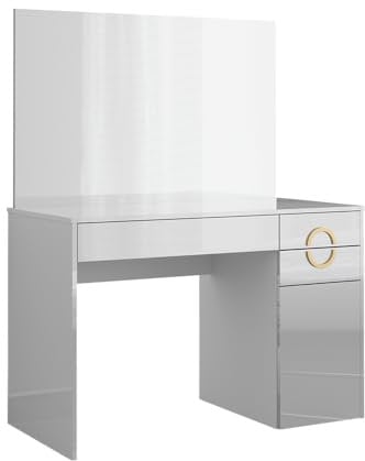 Vicco Schminktisch Adela, Frisiertisch mit Spiegel, Weiß Hochglanz, 115 cm mit Spiegel
