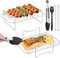 CRROEL 2teiliges Luftfritteusen-Gestell, Heißluftfritteusen-Zubehör Mehrzweck-Edelstahl Airfryer Grillrost mit 4Spießchen,1Ölbürste,1Verbrühungsschutz-Clip für 3,7 Qt-4,2 Qt Luftfritteusen