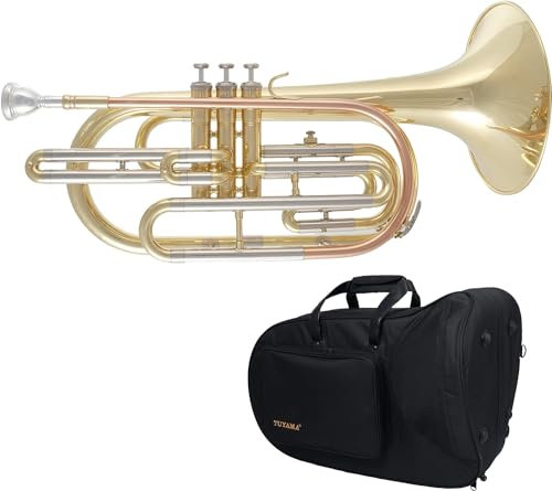 Tuyama TMP-377 Basstrompete in B - Marching Posaune mit Goldmessing-Mundrohr - Marschposaune in Bb