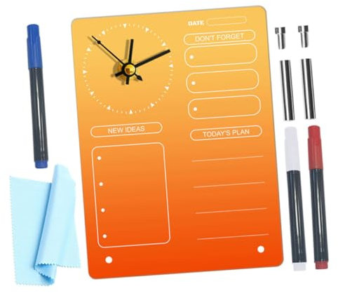 Amosfun Acryl-schreibtafel Mit Uhr Schreibtisch-memoboard Whiteboard Fürs Büro Acryl-memoboard Planertafel Leicht Zu Löschen