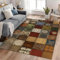 Waschbarer Teppich - 120cm x 180cm, Weicher Kurzflor Teppich, Patchwork erdige Bunte Quadrate Design, für Wohnzimmer, Schlafzimmer, Spielzimmer, Zusammenklappbar Teppich