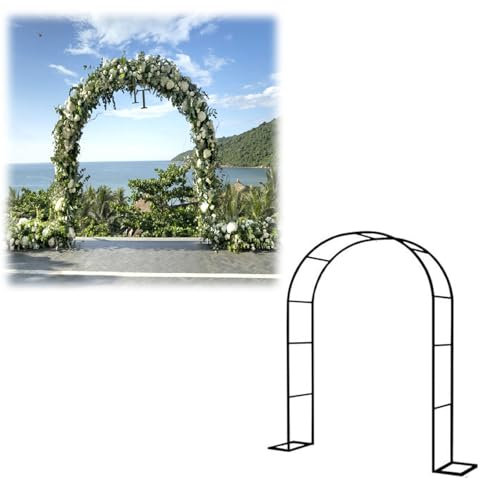 Bcojnlue Arche De Jardin avec Base Arche De Roses pour Mariage Plantes Grimpantes Et Rosiers Arche Extérieure pour Fleurs Traçantes Tonnelle Support Décoration(Noir,W180xH220cm)
