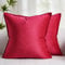 2er Set Samt Kissenbezug Flansch Kissenhülle Haushalt Dekorative Sofakissen Dekokissen Modern Luxuriös Umwickelte Kante Kissenbezüge 40 x 40 cm Quadrat Zierkissen Deko für Sofa Stuhl Bett Weinrot