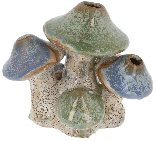 Shudehill Giftware Mushroom Craft Stem Green and Blue Vase - Small, Medium or Large (Large)