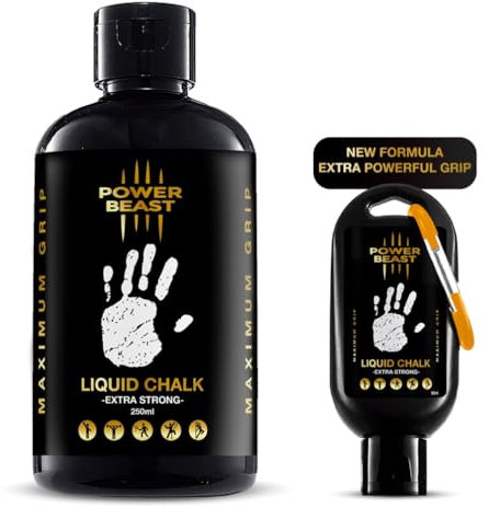 POWER BEAST Magnesite Liquida, Climbing Chalk, Liquid Chalk, Gesso Liquido, Cross Training, Grip, Calisthenics, Sollevamento Pesi, Arrampicata, Pole Dance, 250ML+50Ml.