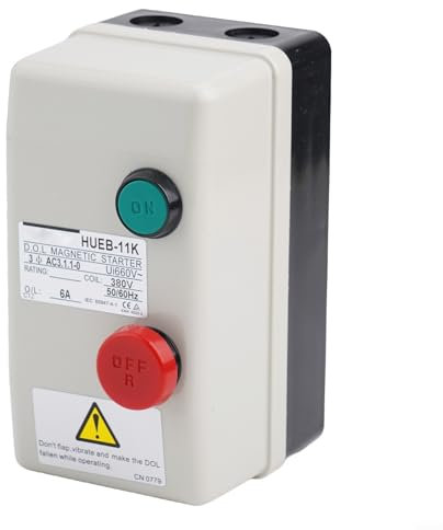 Besttoolifes 1 interrupteur de démarrage de moteur électromagnétique triphasé 380 V étanche pour compresseur triphasé interrupteur magnétique 380 V (4-6 A)