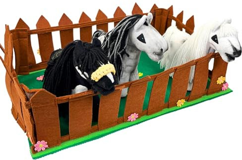 X-Group4th Pferdezaun - Gehäuse für Baby Horse Mini - Zaun Panel - Spielzeug - Weideland für das Pferd, Hobby Horse - Zubehör für EIN Plüschpferd - 56x38x15 cm