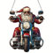 Rtyweth Motorrad-Weihnachtsmann-Weihnachtsbaumschmuck, lustiger Weihnachtsmann auf Motorrad, 2024 2D-Weihnachtsbaumschmuck, Acryl, Weihnachten