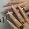 GlamRays Ongles Pressés Longs Stiletto Faux Ongles Brillants À Coller Ongles Amande Acrylique Rose Ombre Ongles Artificiels Bling Étoile Autocollants Faux Ongles