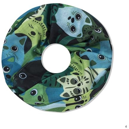irisaa Damen Schal, Loop Schlauchschal leichter mit Katzen Muster, Halstuch Rundschal Loopschal für Frühling Herbst Ganzjährig, Schals Farbe 2019:Grün
