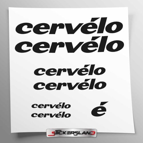 Stickersland® Aufkleber-Set kompatibel mit Rahmen Cervelo MTB Mountainbike und Helm | Aufkleber-Aufkleber für Fahrrad Schriftzug Logos | Stickersland® (schwarz glänzend)